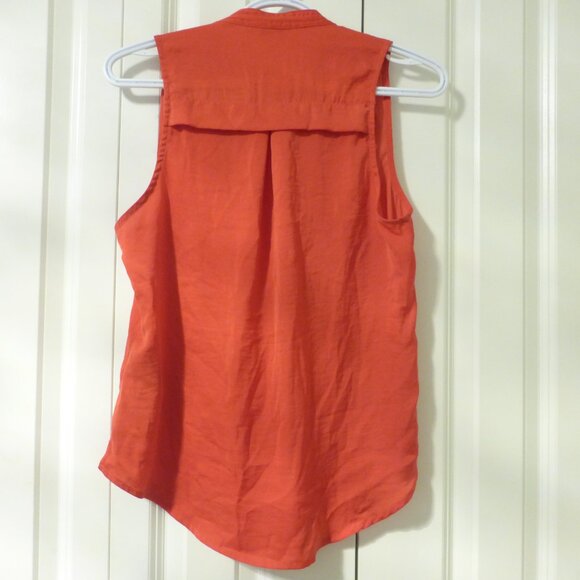 GUESS orange low cut sleeveless top with ties - Picture 2 of 5
